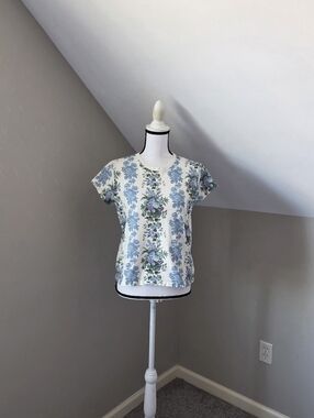 Clare V. Blue Floral Stripe Tee